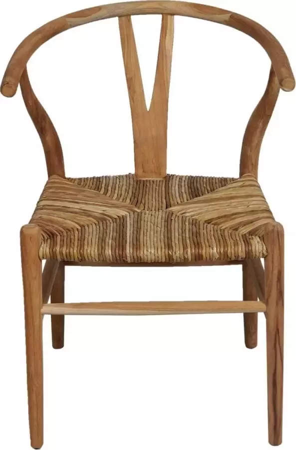 JoJo Living Eetkamerstoel naturel Teakhout en banananblad 78 x 47 x 68 cm