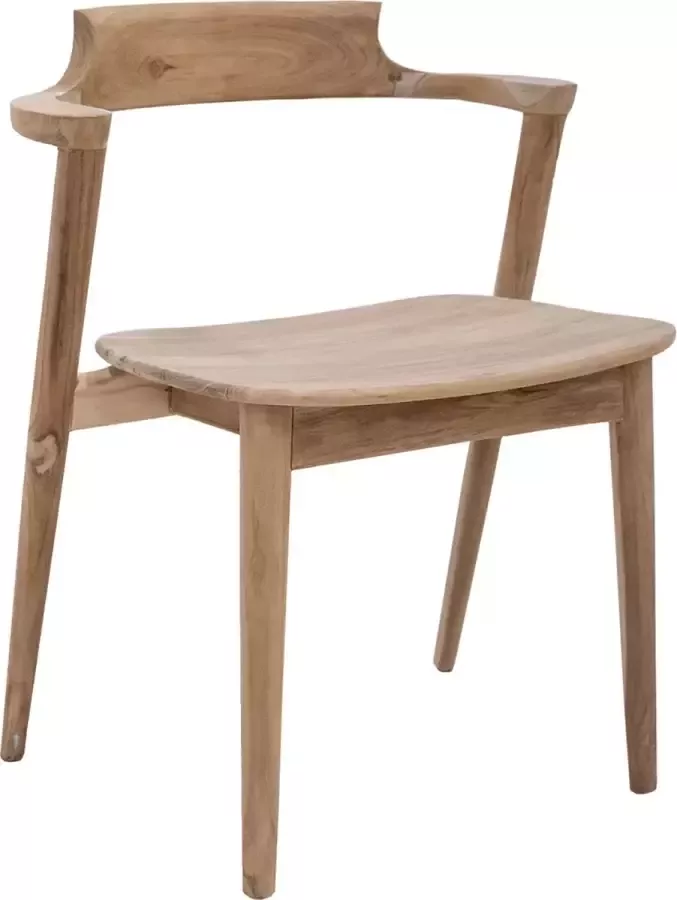 JoJo Living Houten eetkamerstoel Sibu naturel Retro eetkamerstoel Teakhout 76 x 59 x 60cm