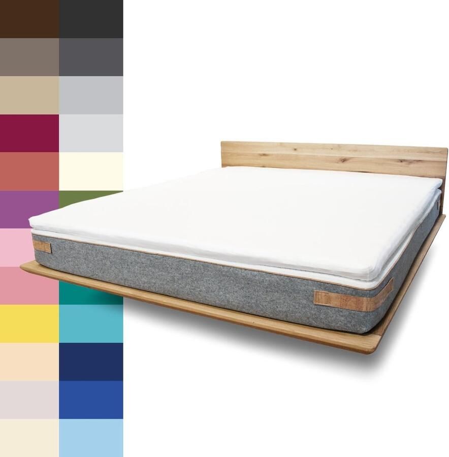 JONA SLEEP Topper-overtrek hoeslaken katoen Eco Tex hoeslaken met elastiek rondom matras wit Jersey bedlaken voor boxspringbed geschikt voor de wasmachine wit 140 x 200 cm