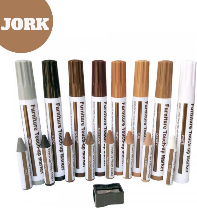 JORK Meubel reparatie stift Edding Laminaat reparatieset Meubelstiften voor reparatie Meubelmarker Edding meubelmarker Meubel stift Meubel reparatie stiften Meubelstiften hout reparatie Hout wax Xxl 17 Delig