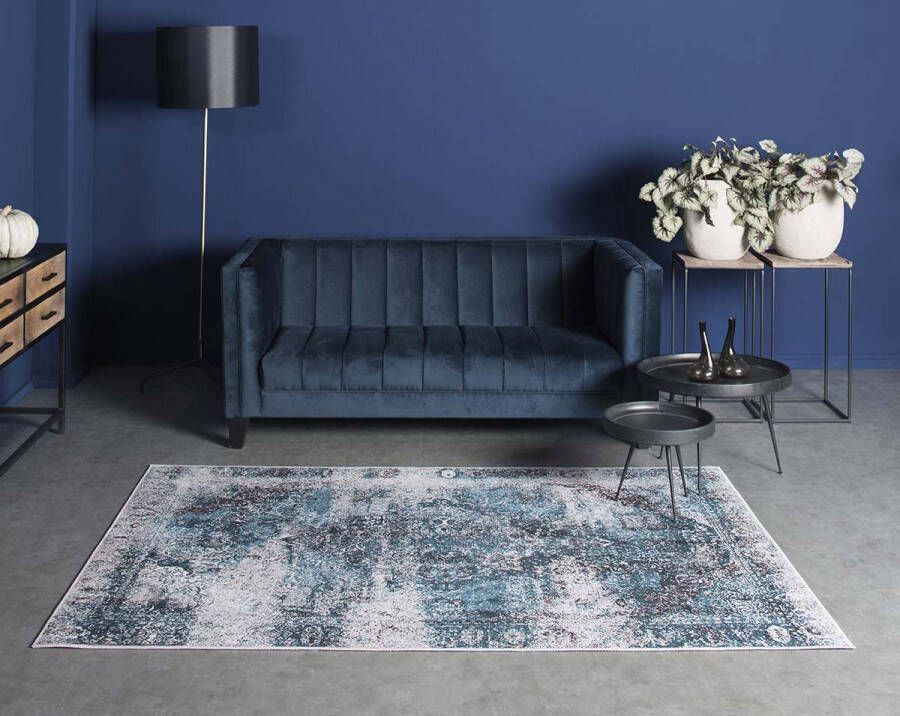 Joy de Vivre Vintage vloerkleed Nostalgia No.2 blauw 70x140 cm