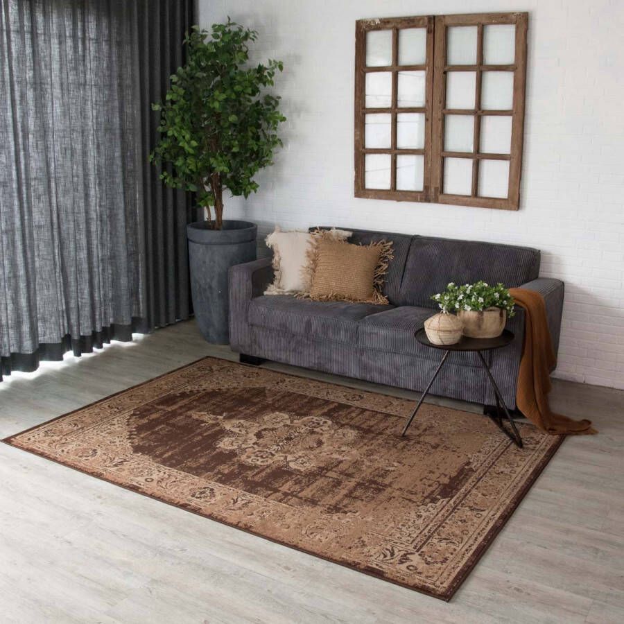 Joy de Vivre Vintage Vloerkleed Numisma bruin 80x150 cm