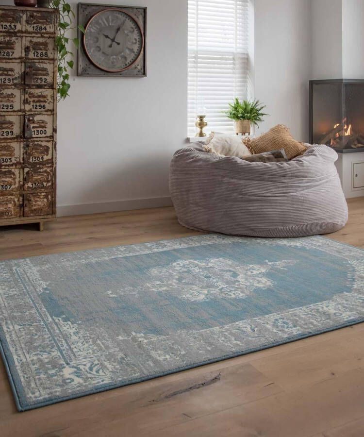 Joy de Vivre Vintage Vloerkleed Numisma lichtblauw 160x230 cm