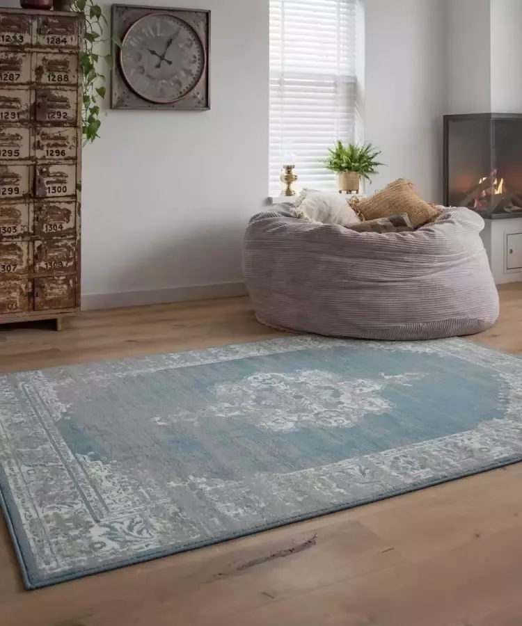 Joy de Vivre Vintage Vloerkleed Numisma lichtblauw 200x290 cm