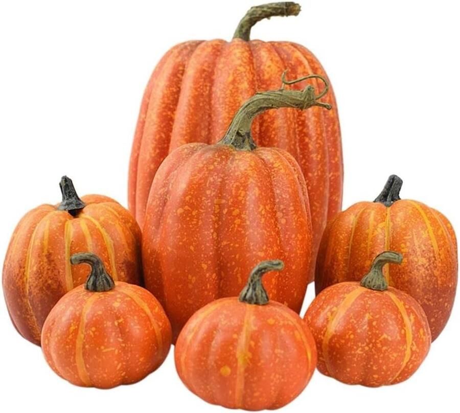JPZ Retail Herfst Decoratie 7 Stuks Kunstmatige Pompoenen Halloween Thuis Tafel Decoratie herfst decoratie herfst versiering pompoen versiering - Foto 2