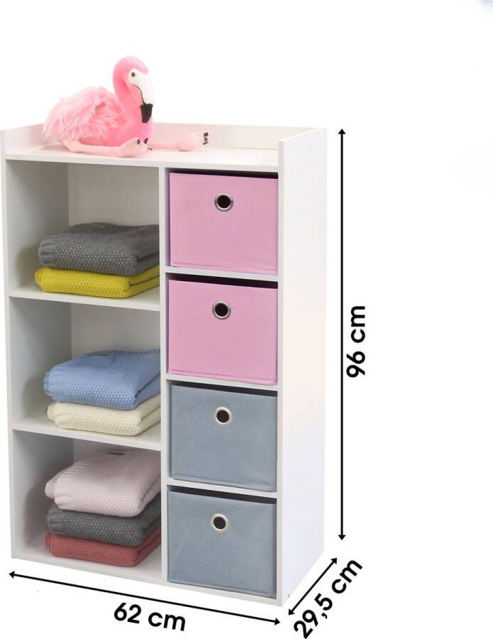 Judy Wild Kid's Spirit ARMOIRE 3 NICHES AVEC 4 TIROIRS ROSE ET GRIS