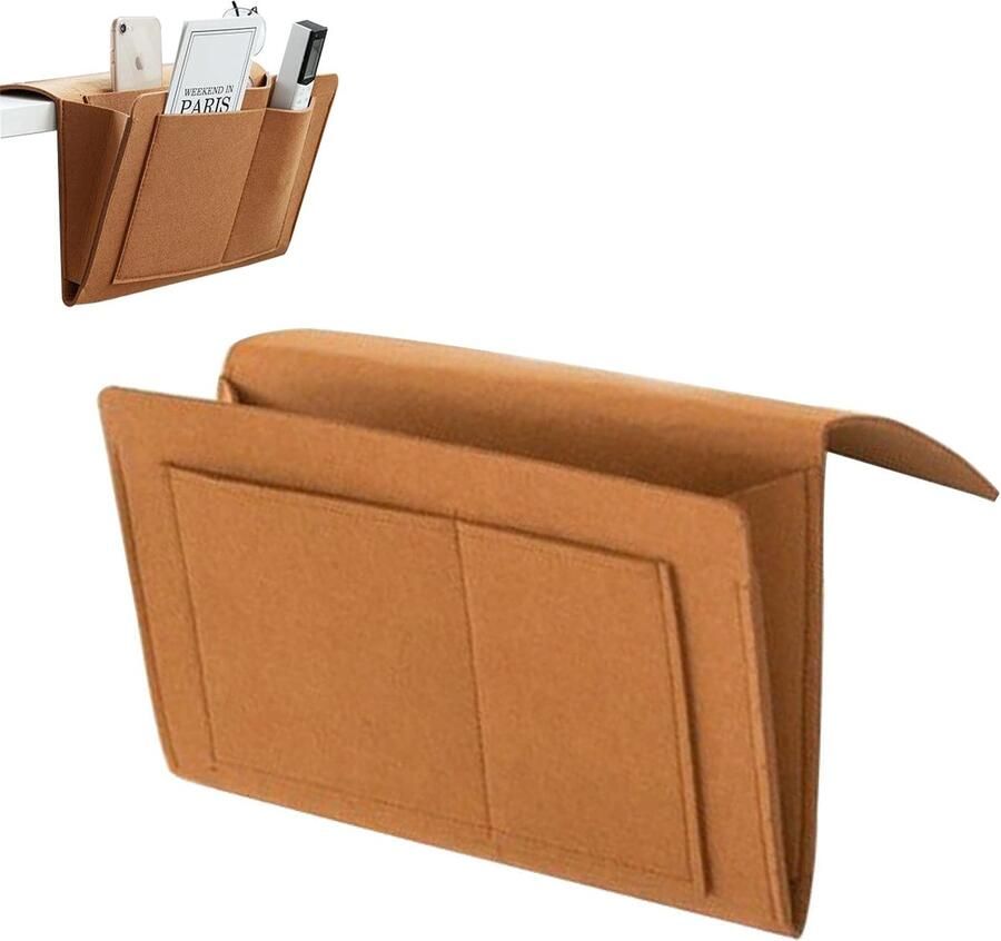 Jumada 's Bed bank organiser Tijdschriftenhouder Vilt Afmetingen 27 x 21 x 10 cm Bruin