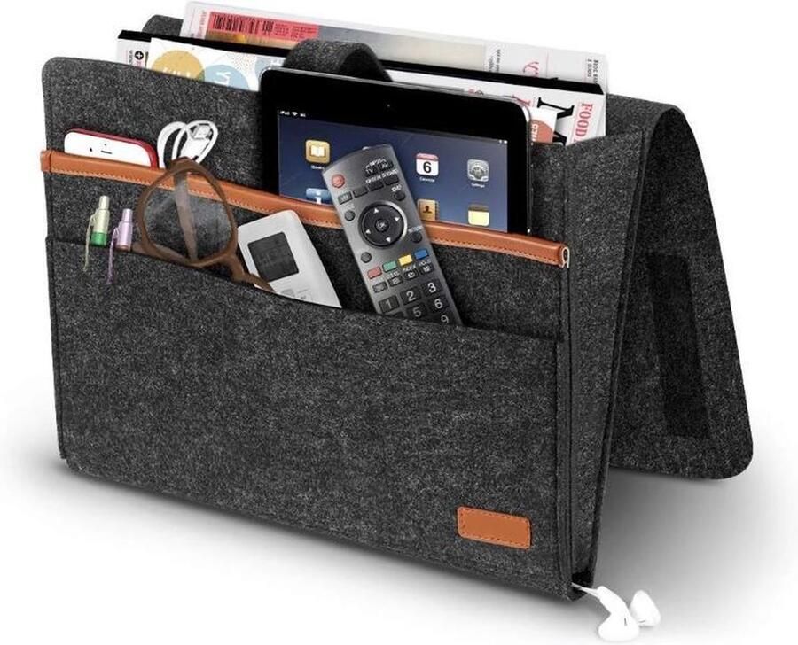 Jumada 's Nachtkastje Opbergtas Bedopberger Tijdschriftenhouder Opbergzak Bed Opbergzak Bank Opbergzak Magazijn Opberger Tablet Opberger Multifunctionele Organizer Antraciet - Foto 2