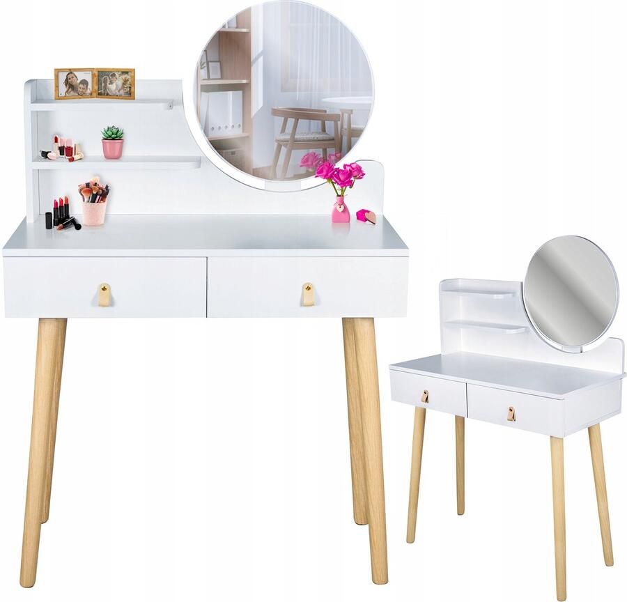 JUMI Sp. z o.o Toaletta met spiegel SCANDI – Scandinavische cosmetica tafel