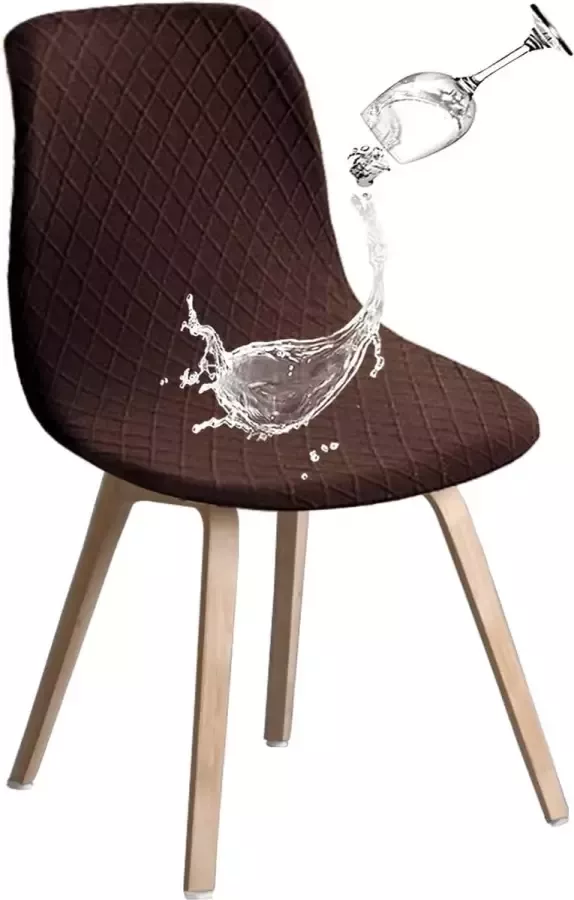 JUNZHE Shell Stoelhoezen Retro Stoelhoezen Stretch Spandex Print Lounge Hoek Stoelbeschermers voor Eetkamer Keuken Feest Banket Club Home Decor (Bruin-4 Stuks)