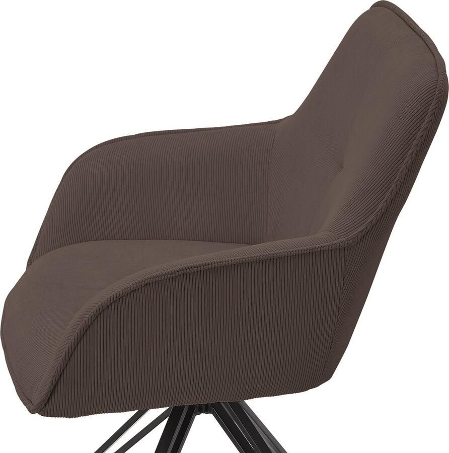 Juskys Eetkamerstoel Draaistoel Kuipstoel Clyde Bruin Metalen onderstel