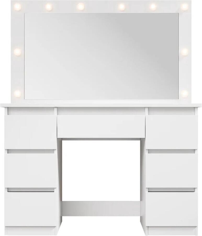 Juskys Kaptafel Schminktafel Lilia Incl. LED en Lades Wit