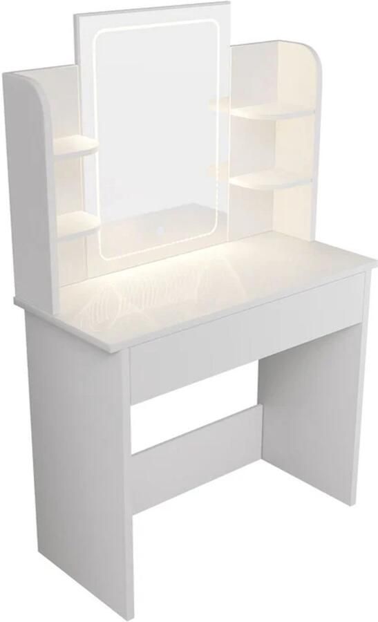 Juskys Kaptafel Zoey Incl. LED-spiegel Wit