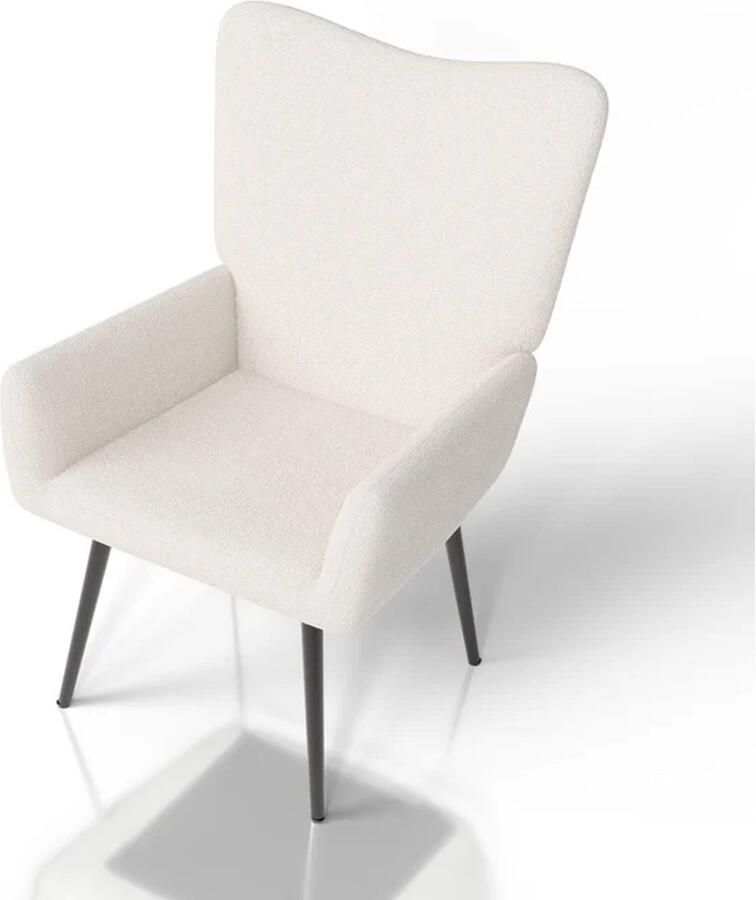 Juskys Oorfauteuil Relaxfauteuil Odense Beige Bouclé Stof