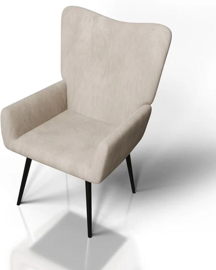 Juskys Oorfauteuil Relaxfauteuil Odense Beige Corduroy Stof