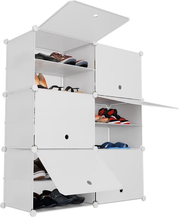 Juskys Schoenenkast Schoenenrek 85 x 96 x 31 cm Wit Max. 24 paar Schoenen