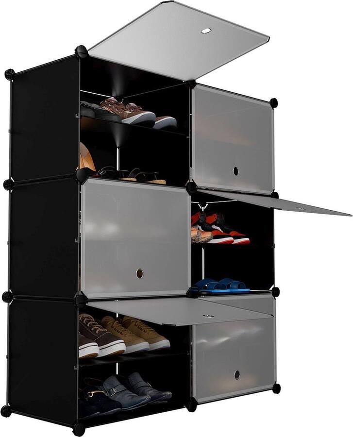 Juskys Schoenenkast Schoenenrek 85 x 96 x 31 cm Zwart Max. 24 paar Schoenen