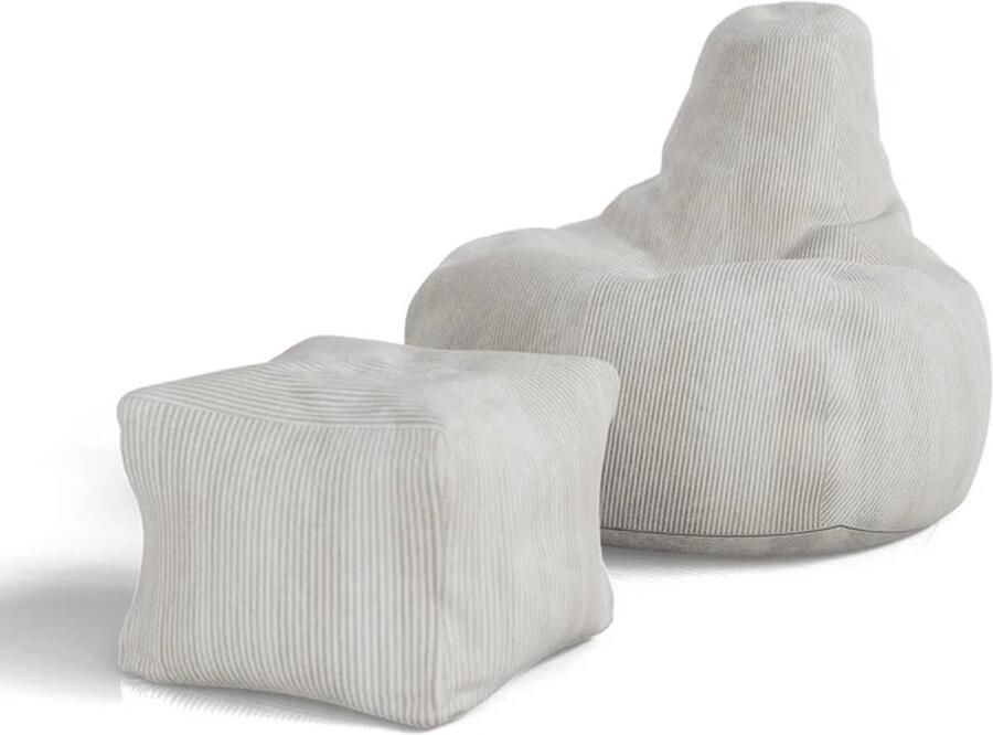 Juskys Zitzak Chillex L Incl. Voetenbankje Corduroy Stof Beige