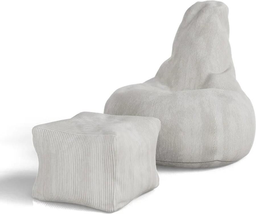 Juskys Zitzak Chillex XL Incl. Voetenbank Corduroy Stof Beige