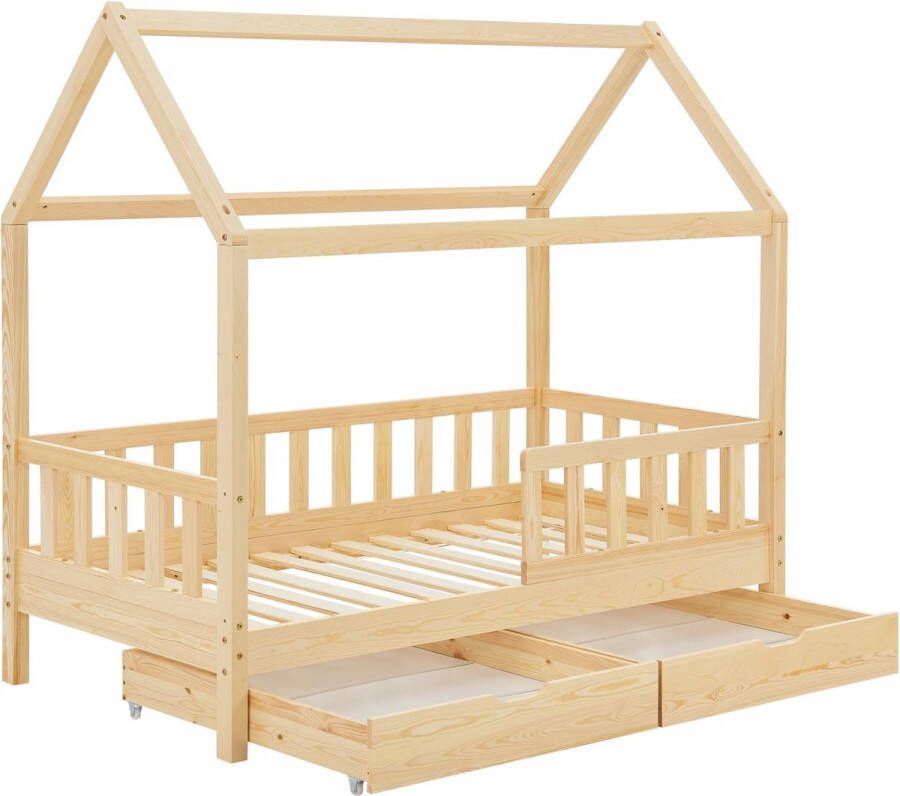 Juskys Kinderbed Marli 90 x 200 cm Houtkleur Incl. bedlades