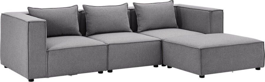 Juskys Modulaire Bank Hoekbank Domas L Donkergrijs Stoffen bekleding
