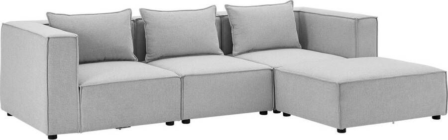 Juskys Modulaire Bank Hoekbank Domas L Lichtgrijs Stoffen bekleding