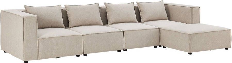 Juskys Modulaire Bank Hoekbank Domas XL Beige Stoffen bekleding