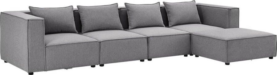 Juskys Modulaire Bank Hoekbank Domas XL Donkergrijs Stoffen bekleding