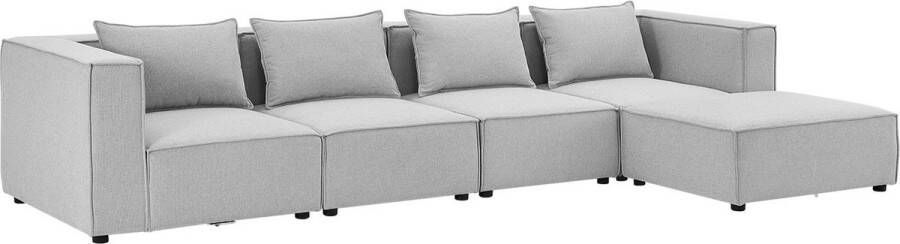 Juskys Modulaire Bank Hoekbank Domas XL Lichtgrijs Stoffen bekleding