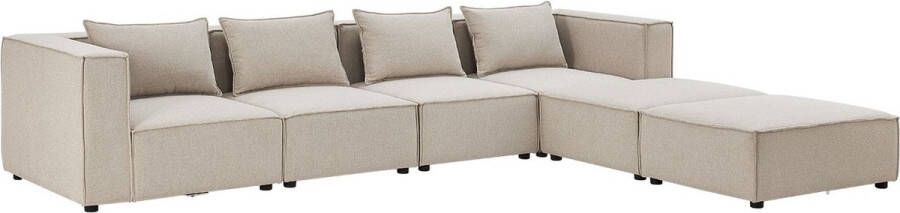Juskys Modulaire Bank Hoekbank Domas XXL Beige Stoffen bekleding