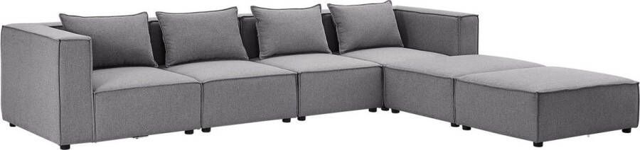 Juskys Modulaire Bank Hoekbank Domas XXL Donkergrijs Stoffen bekleding