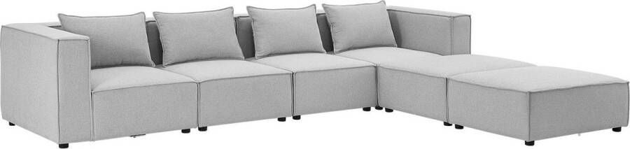 Juskys Modulaire Bank Hoekbank Domas XXL Lichtgrijs Stoffen bekleding