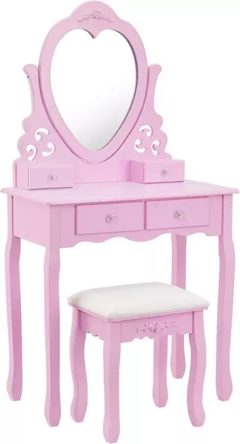 Juskys Schminktafel kaptafel Julia roze incl. spiegel