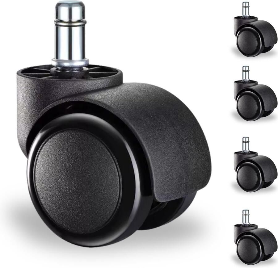Just Stop Universele Bureaustoel Wieltjes 11mm Zwenkwielen Set van 5 Bureaustoelwielen Thuiswerken zonder Bureaustoelmat of Vloerbeschermer