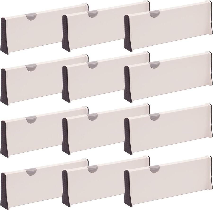 JustValue Ladeverdelers 12-Pack – Verstelbaar van 28-43 cm – Kunststof – 10 cm Hoog – Lade Organizer voor Keuken – Slaapkamer – Badkamer – Kantoor – Wit - Foto 2