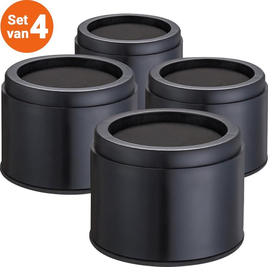 JustValue Meubelverhoger set Verstelbaar Rond Stoelverhogers Bedklossen Tafelverhogers 8 cm Max. 4535 kg Per Poot Modern Zwart Design