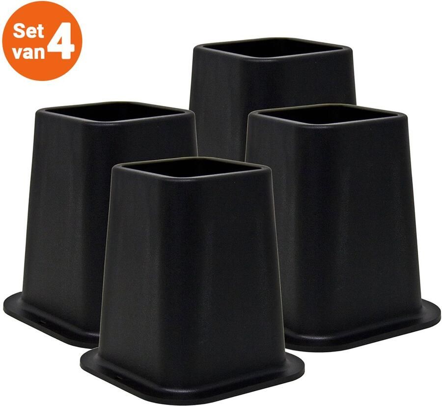 JustValue Verstelbare Meubelverhoger set Stoelverhogers Bedklossen Tafelverhogers 15 cm Max. 500 kg Modern Zwart Design