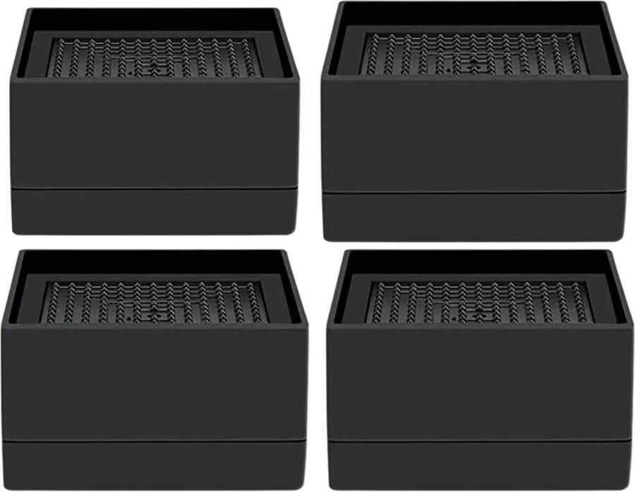 JustValue Verstelbare Meubelverhoger set Stoelverhogers Bedklossen Tafelverhogers 4 cm Max. 600 kg Zwart