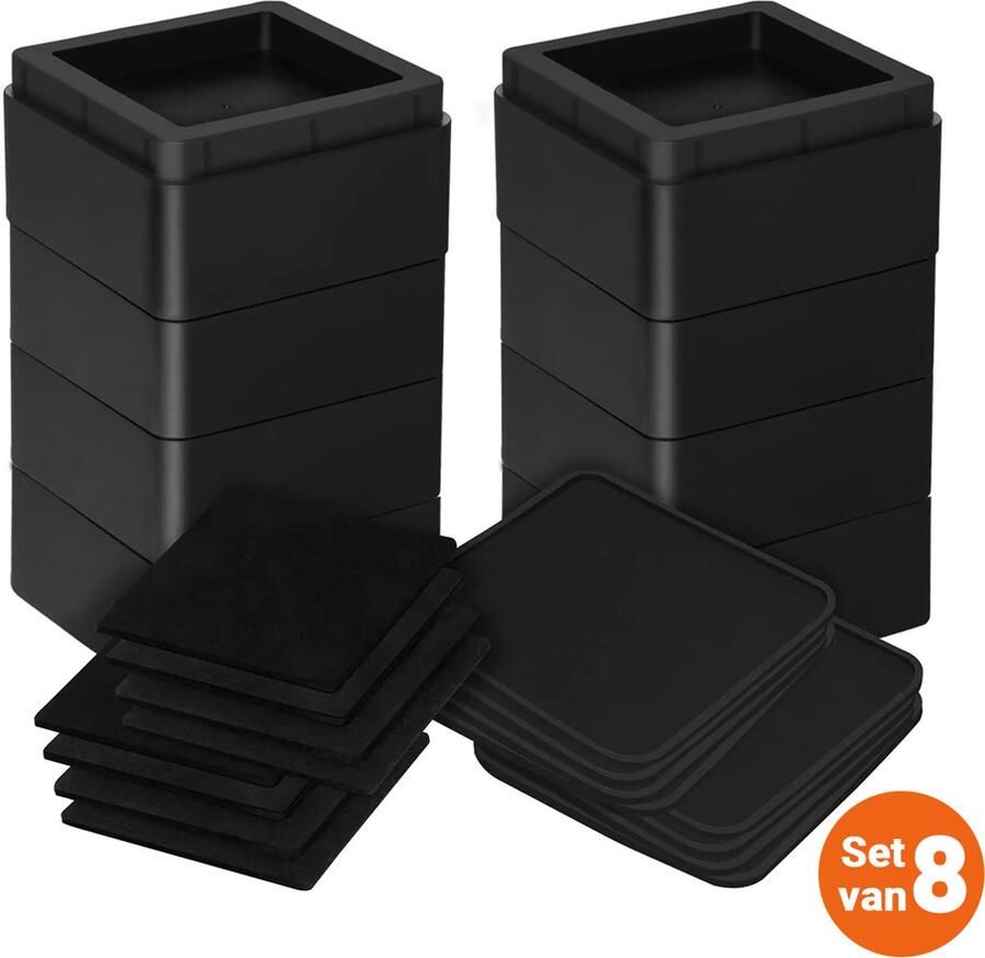 JustValue Verstelbare Meubelverhoger set Stoelverhogers Bedklossen Tafelverhogers 7 6 15 2 cm Max. 567 kg Modern Zwart Design