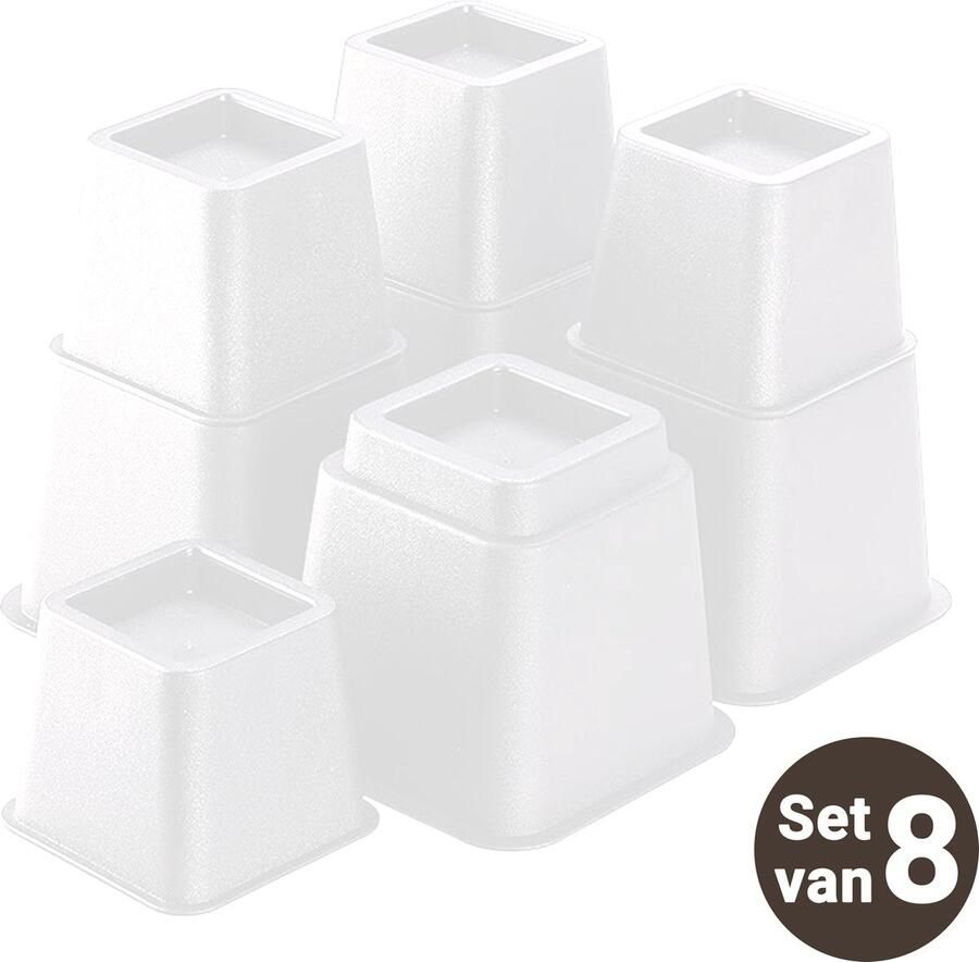 JustValue Verstelbare Meubelverhoger set Stoelverhogers Bedklossen Tafelverhogers 8 13 21 cm Max. 600 kg Wit Design