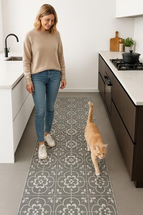 JYG RENAIX vinyl tapijtloper 60x600cm afwasbaar antislip keukenloper