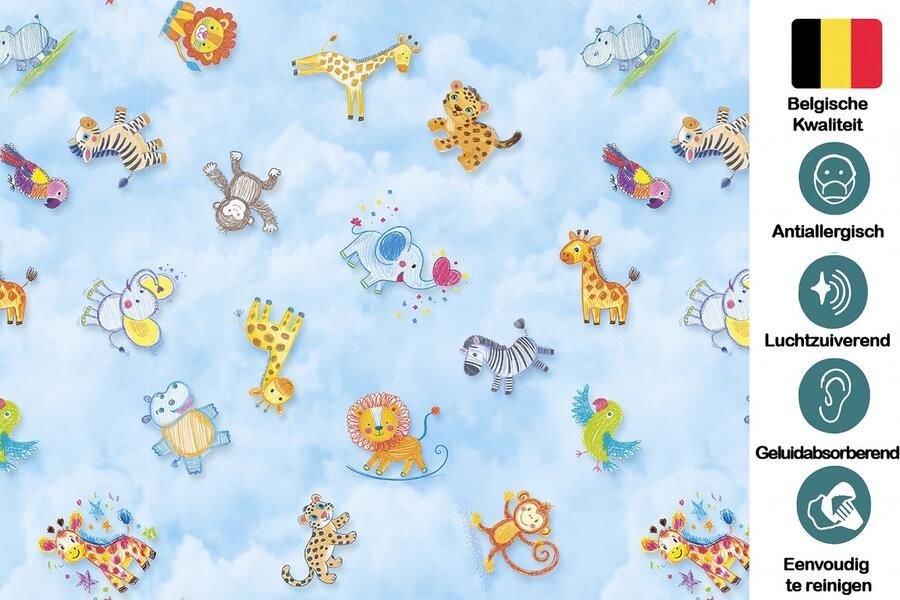 JYG Vinyl Speeltapijt ANIMALI 400x200cm – Antiallergisch Eenvoudig Afwasbaar & Duurzaam – Belgisch in Maten – Leuke Dierenprint voor Kinderkamers en Speelruimtes