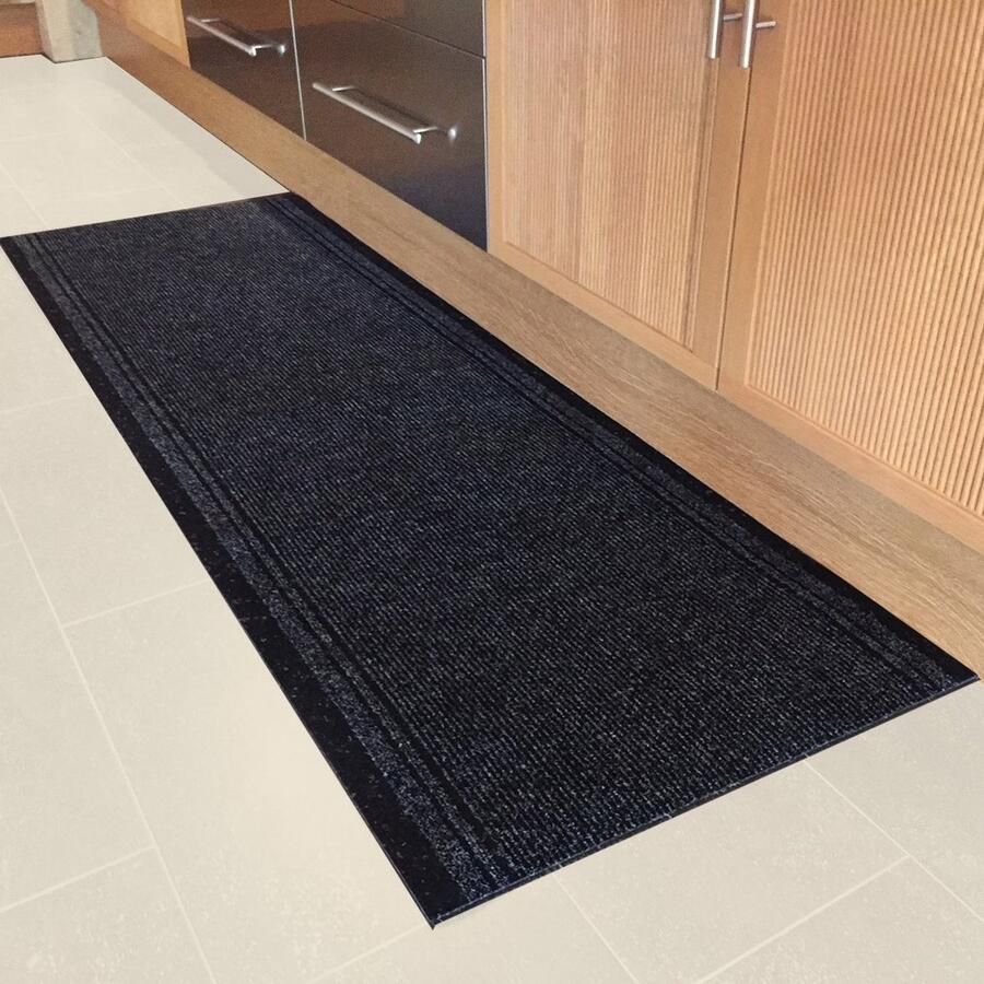 JYG Tapijtloper Club Antraciet 100 x 450 cm Keukenloper Anti Slip snijdbaar - Foto 2