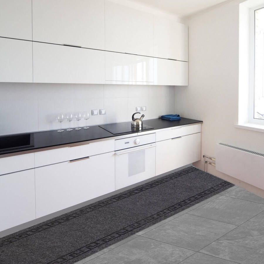 JYG Keukenloper GREECE ANTRACIET 66x650 cm Antislip keukenloper inkomloper traploper keukenmat Verschillende Afmetingen en Kleuren