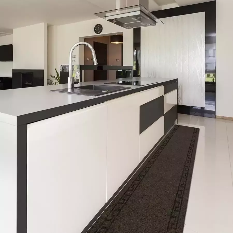 JYG Vloerkleed Greece Keukenloper Keukenmat Anti Slip 66x1500 cm Bruin