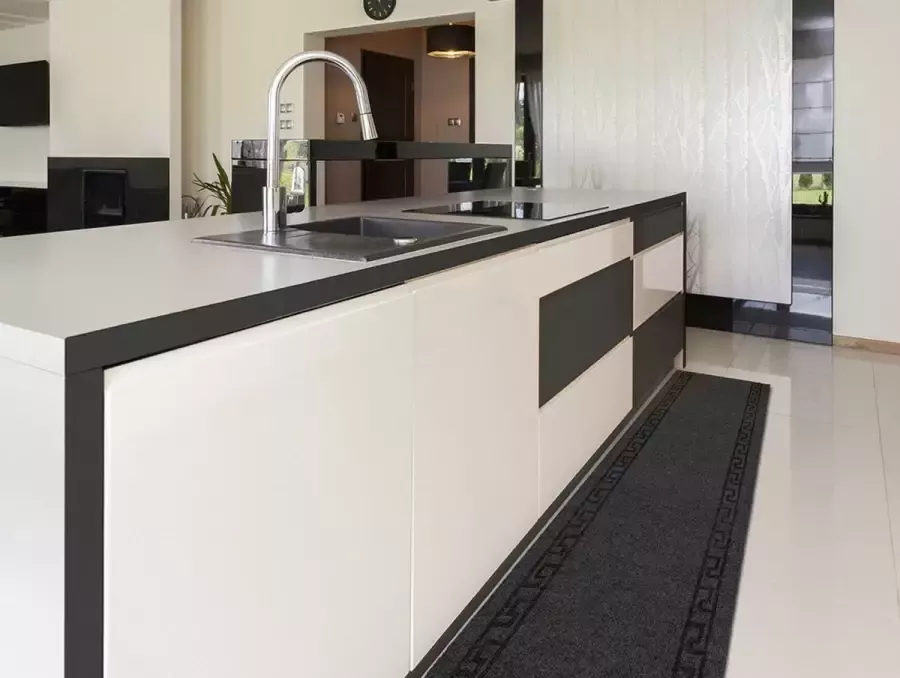 JYG Vloerkleed Greece Keukenloper Keukenmat Anti Slip 66x600 cm Antraciet