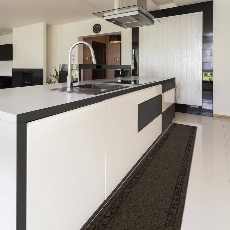 JYG Vloerkleed Greece Keukenloper Keukenmat Anti Slip 66x650 cm Bruin