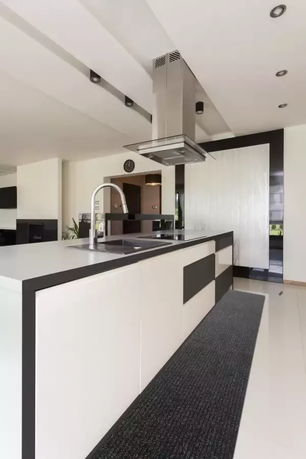 JYG Vloerkleed Stripe Keukenloper Keukenmat Anti Slip 66x1400 cm Antraciet zwart