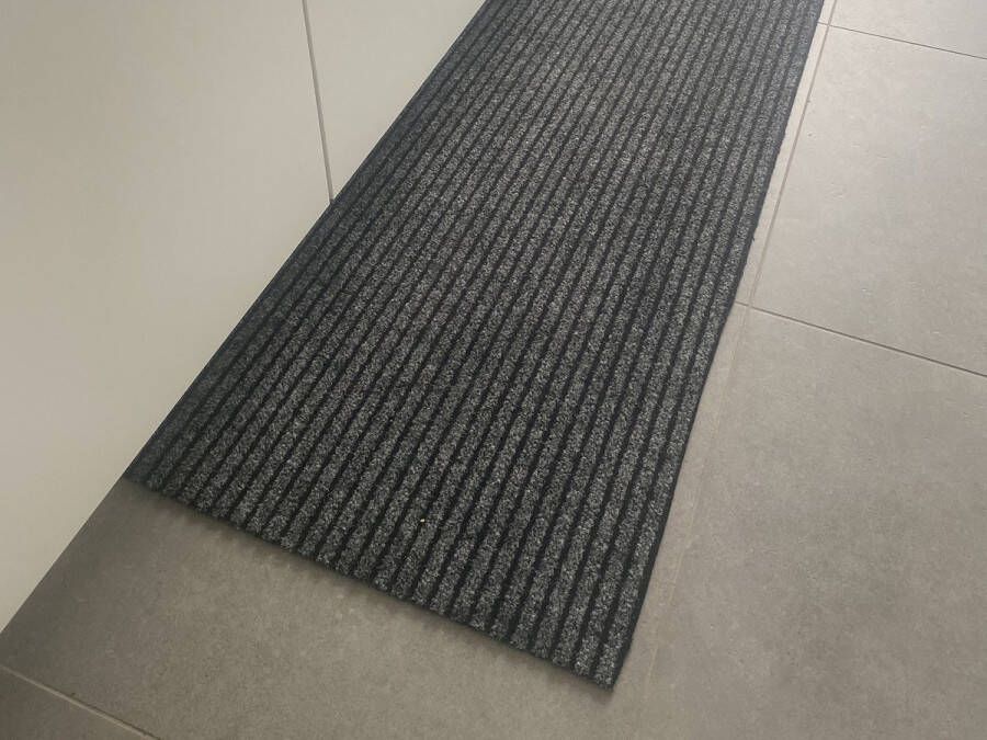 JYG deurmat loper STRIPE Keukenmat Keukenloper inkommat inkomloper Anti Slip 100x650cm Grijs