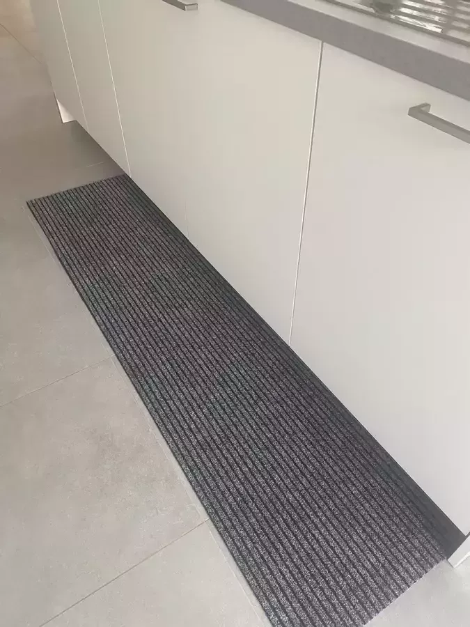 JYG Vloerkleed Stripe tapijtloper Keukenloper Keukenmat Traploper Anti Slip 66x1100 cm Grijs Verschillende maten en kleuren